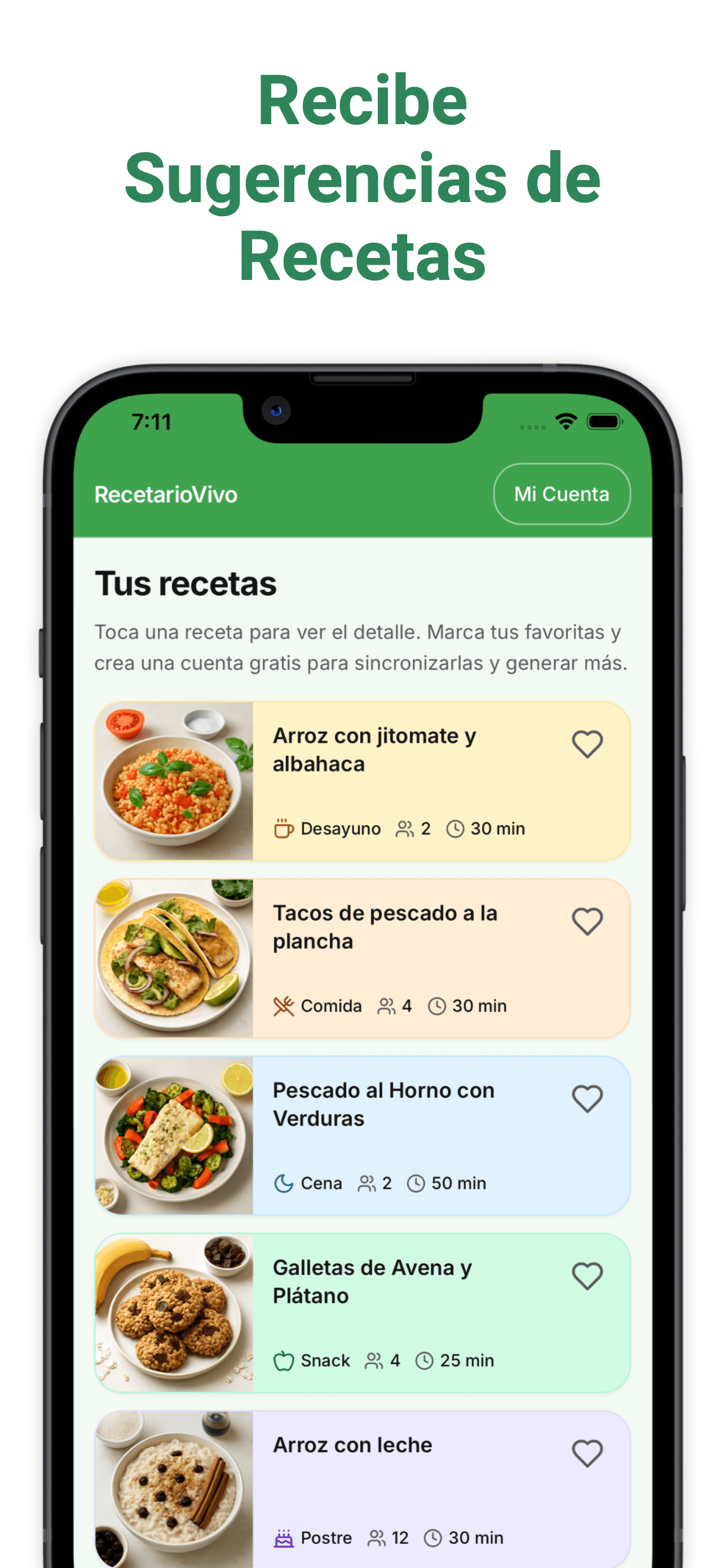 RecetarioVivo: lista de recetas personalizadas generadas por IA.