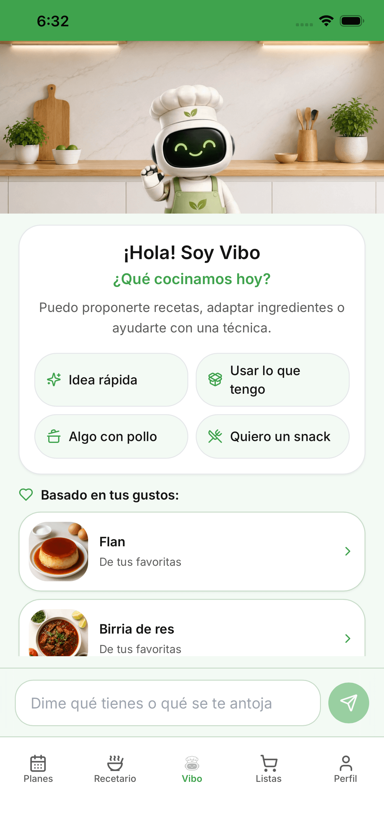 Cocina con Vibo: el ayudante de cocina que propone recetas y adapta ingredientes.